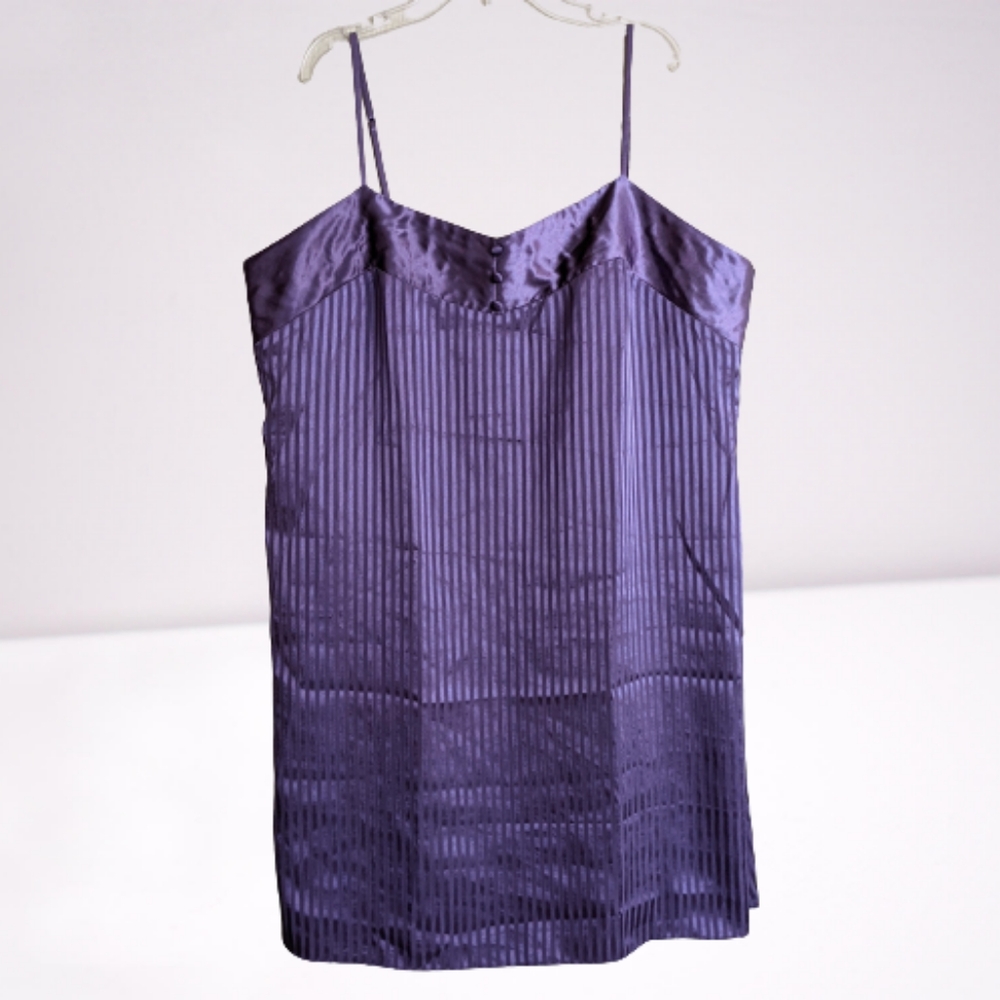 Vintage Amelia's Short Nightgown Slip Purple Satin Thin Straps Size XL